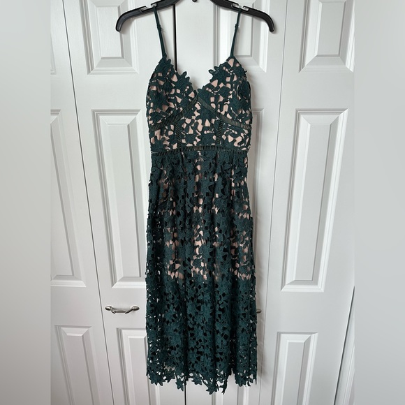 Aqua Dresses & Skirts - Aqua Midi Green Lace Dress XS